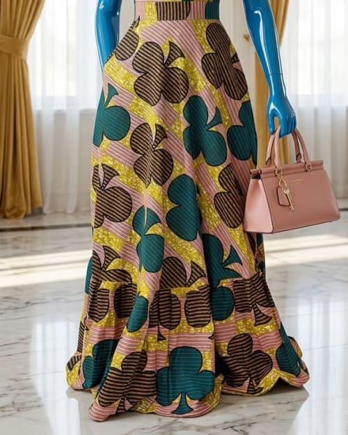 Teal Bloom Puff-Sleeve Gown