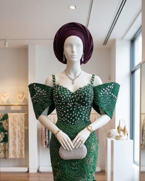Emerald Beaded Mermaid Gown