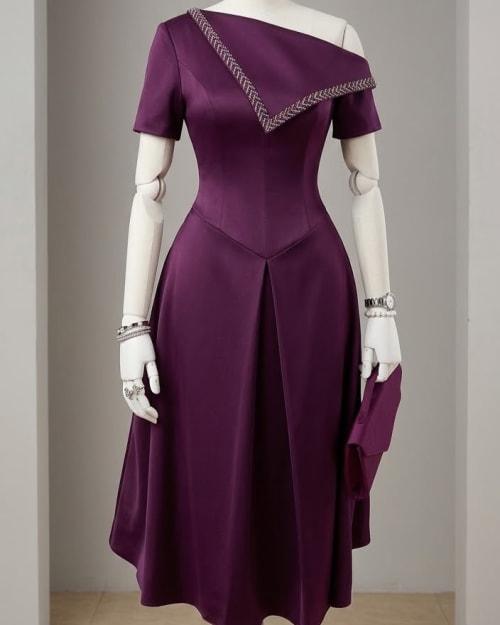 Plum Structured Midi Dress