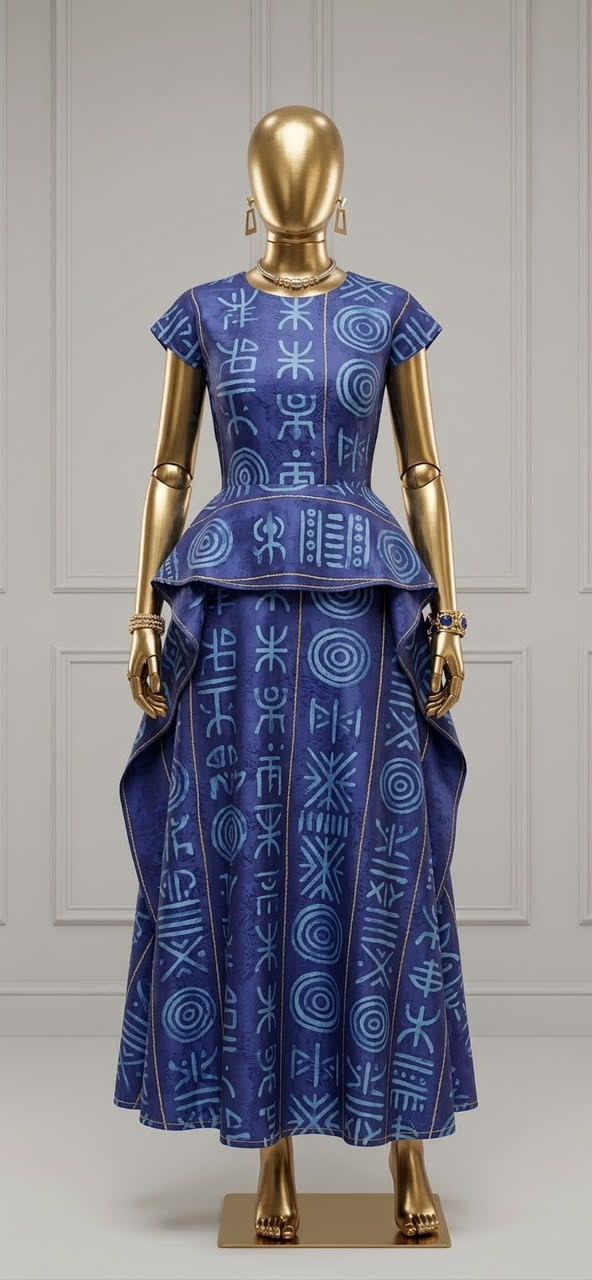 Indigo Adire Peplum Set