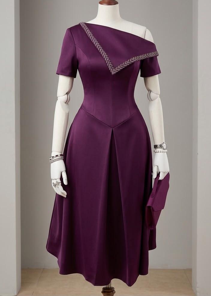 Plum Structured Midi Dress